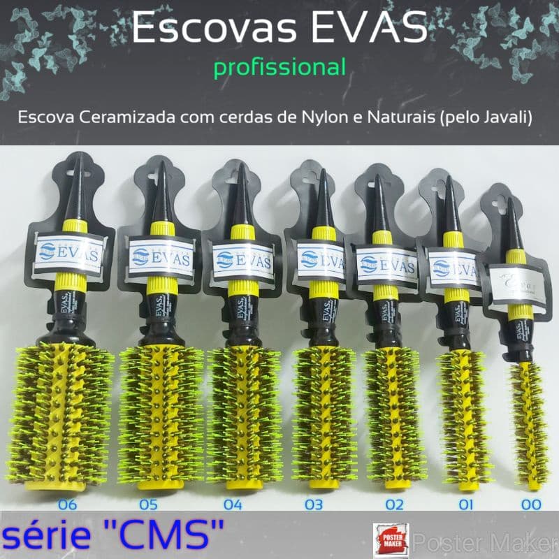 EVAS Escova Profissional Cerâmica Cerdas Mistas - série CMS Verde