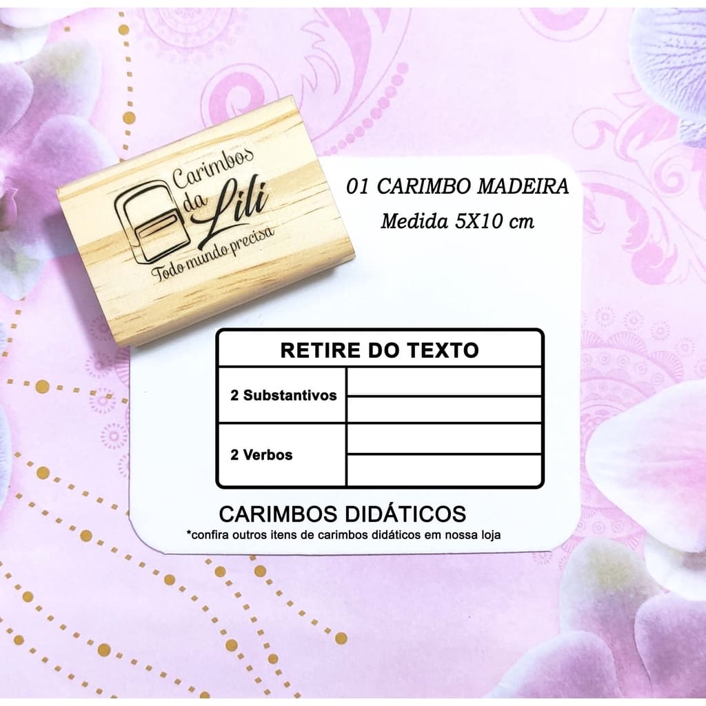 Carimbo Didático Carimbo pedagógico Carimbo Língua Portuguesa Substantivos e Verbos