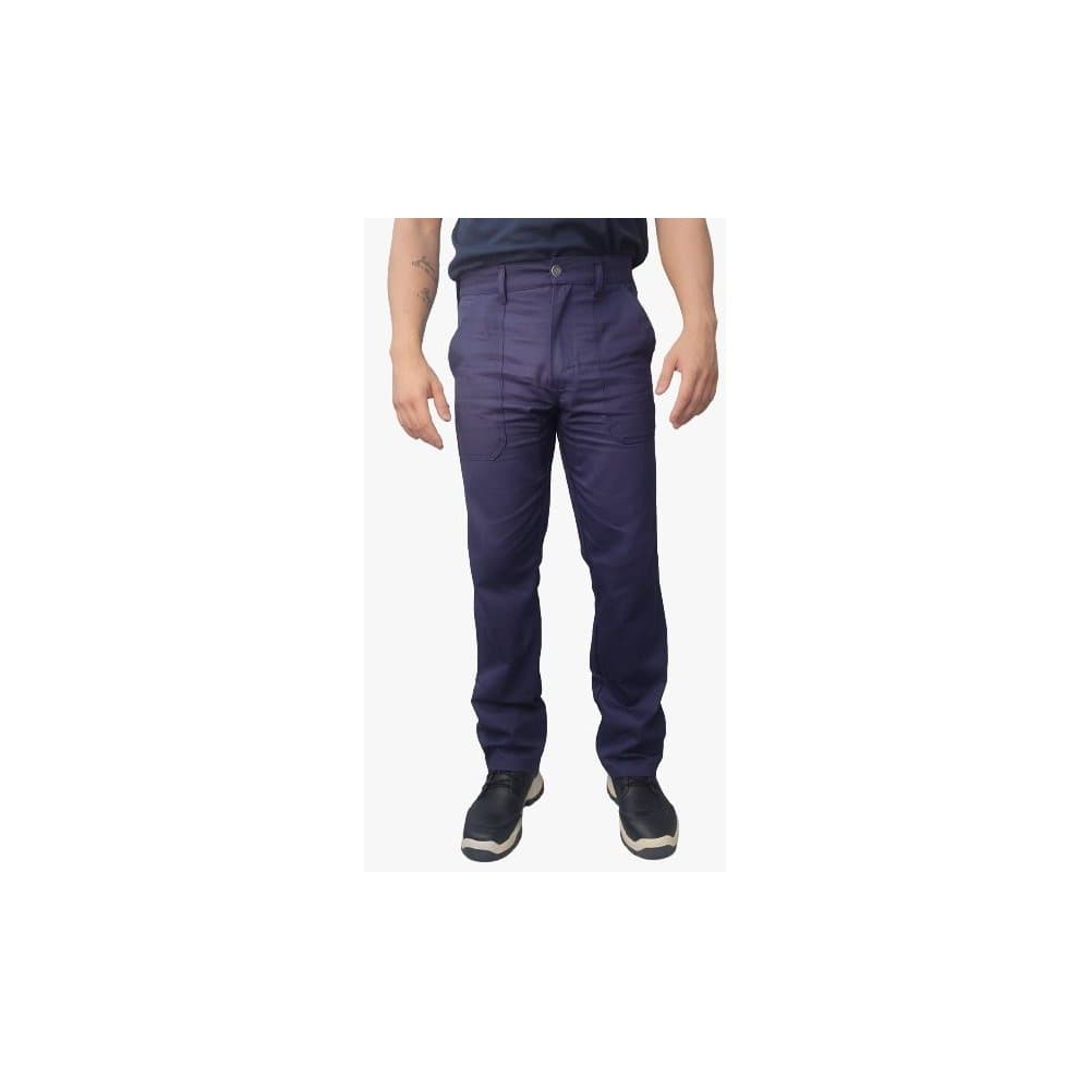 Calça Brim Pesado Azul Marinho Meio Elástico Costura Com Reforço Entre As Pernas