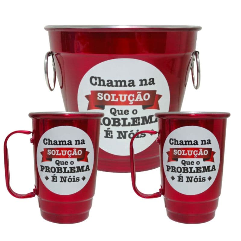 Kit Baldinho Personalizado Com 2 Canecas baldinho de gelo Balde de Alumínio Personalizado
