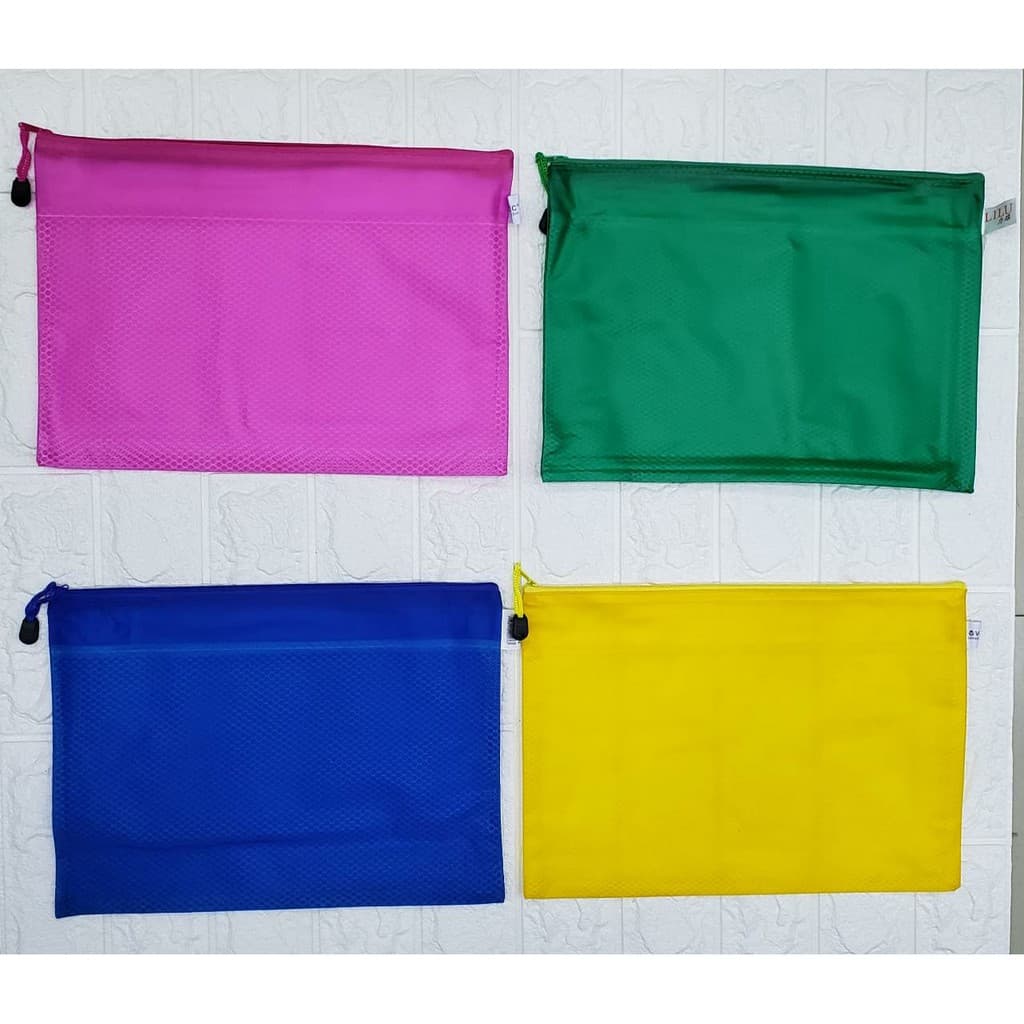 Necessaire Pasta (lisa) de arquivo Telada com zíper malha  (G)