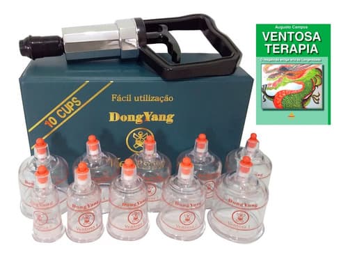 Kit Ventosa Com 10 Copos Dong Yang com Livro Ventosaterapia