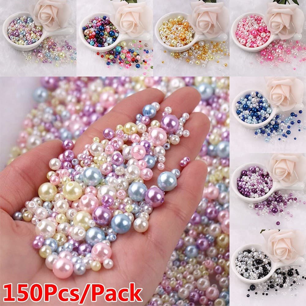 150 Pçs / Lote Tamanho Mix 3 @ - @ 8mm Pérolas Para Fazer Jóias Pérolas Coloridas Com Furos Para Fazer Jóias DIY Artesanato