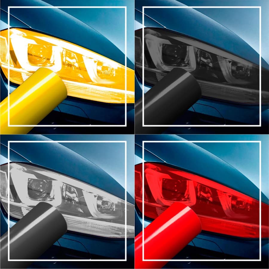Pelicula adesiva para lanterna, farol, carro e moto - diversas cores 50 x 50 cm