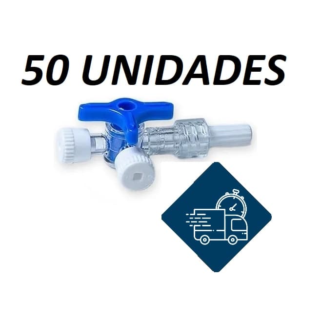 50 - Torneira 3 Vias - Luer Lock  - Injex - Torneirinha Descartável 3 Vias