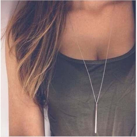 Colar Grande Com Pingente Longo 80cm Folheado Prata