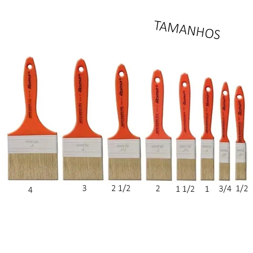 TRINCHA / PINCEL SINTETICA C/ CERDAS BRANCA CABO PVC ROMA 303 Medidas a Escolha