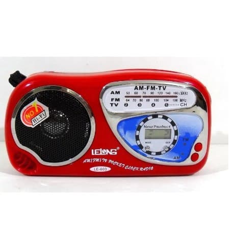 Rádio  Am + Fm  Le-603  Bolso Portátil Com Relógio