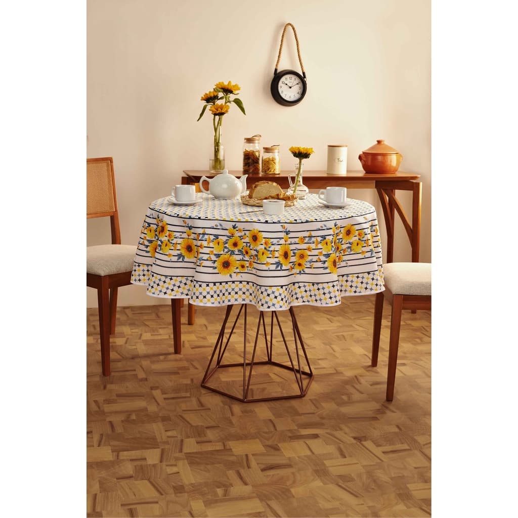 Toalha de mesa Redonda 155 Cm X 155 Cm 4 Lugares  varias estampas