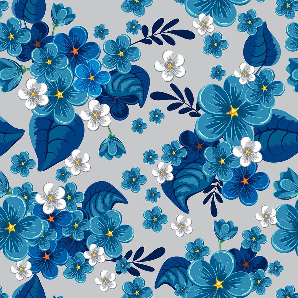 Papel de Parede Adesivo Floral Jardim Azul