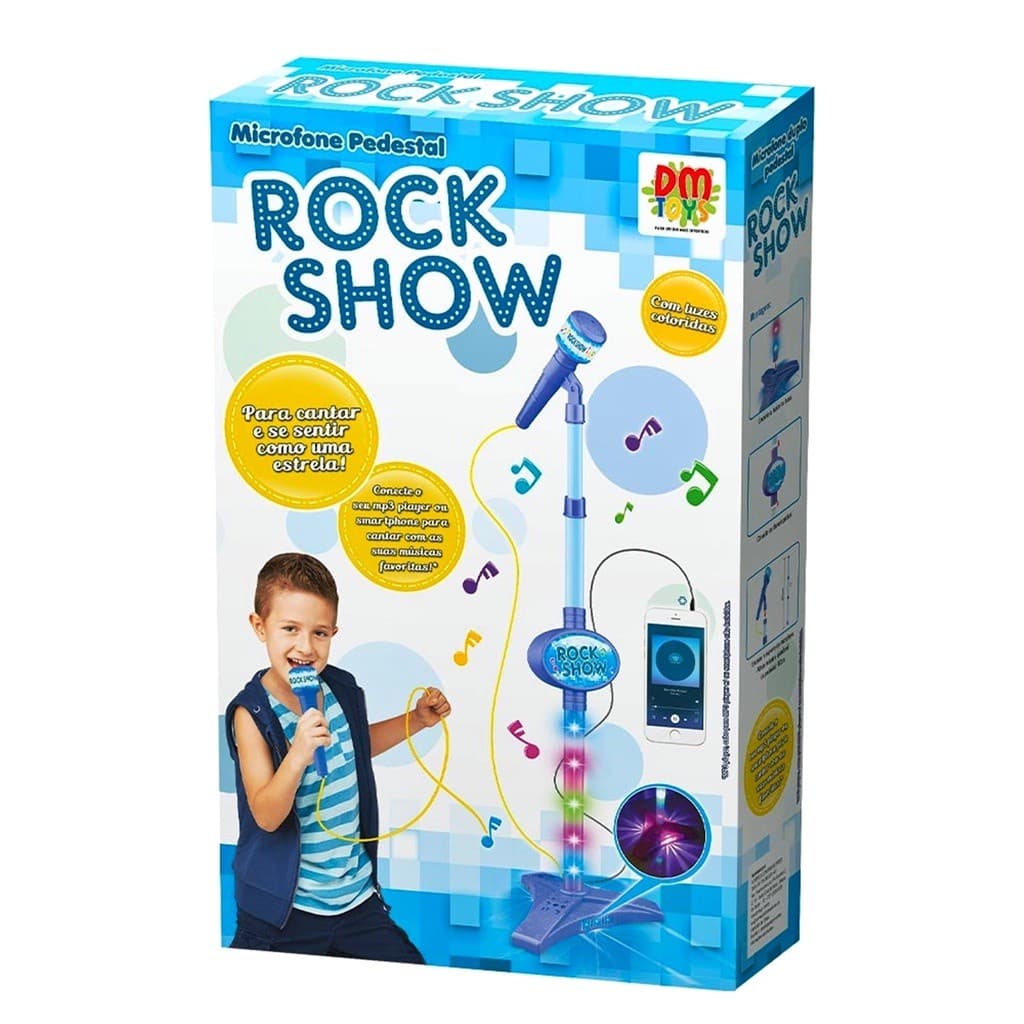 MICROFONE INFANTIL COM PEDESTAL ROCK SHOW AZUL - DM TOYS