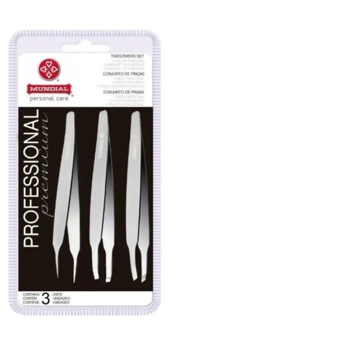 Kit De 3 Pinças Profissional Design De Sobrancelhas Mundial Bc394