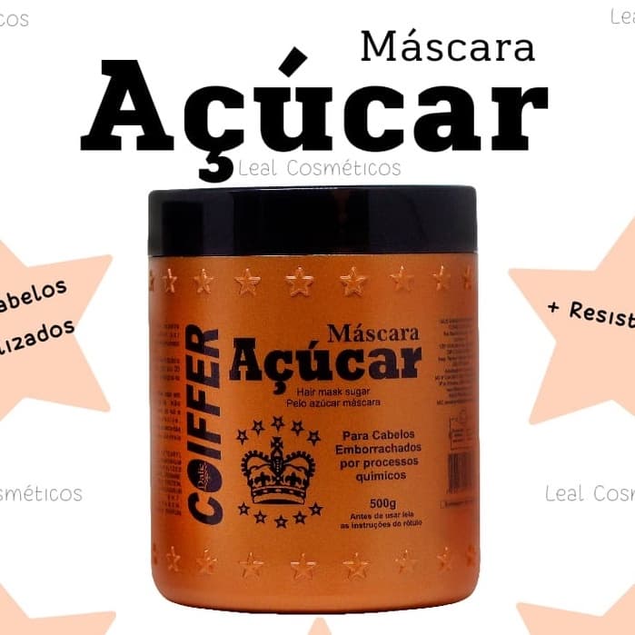 Máscara De Açúcar Coiffer 500gr Para Cabelos Emborrachados