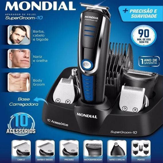 Aparador de pelos ORIGINAL 10 EM 1 MONDIAL Bivolt Super Groom BG-03 , barbeador mondial, cortador de cabelos mondial, aparador mondial, depilador mondial