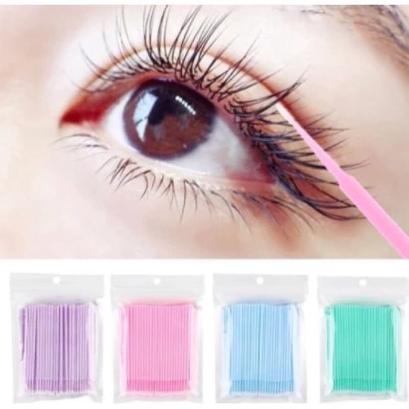 100 Microbrush Cotonete Alongamento Fio A Fio Cílios Promoção