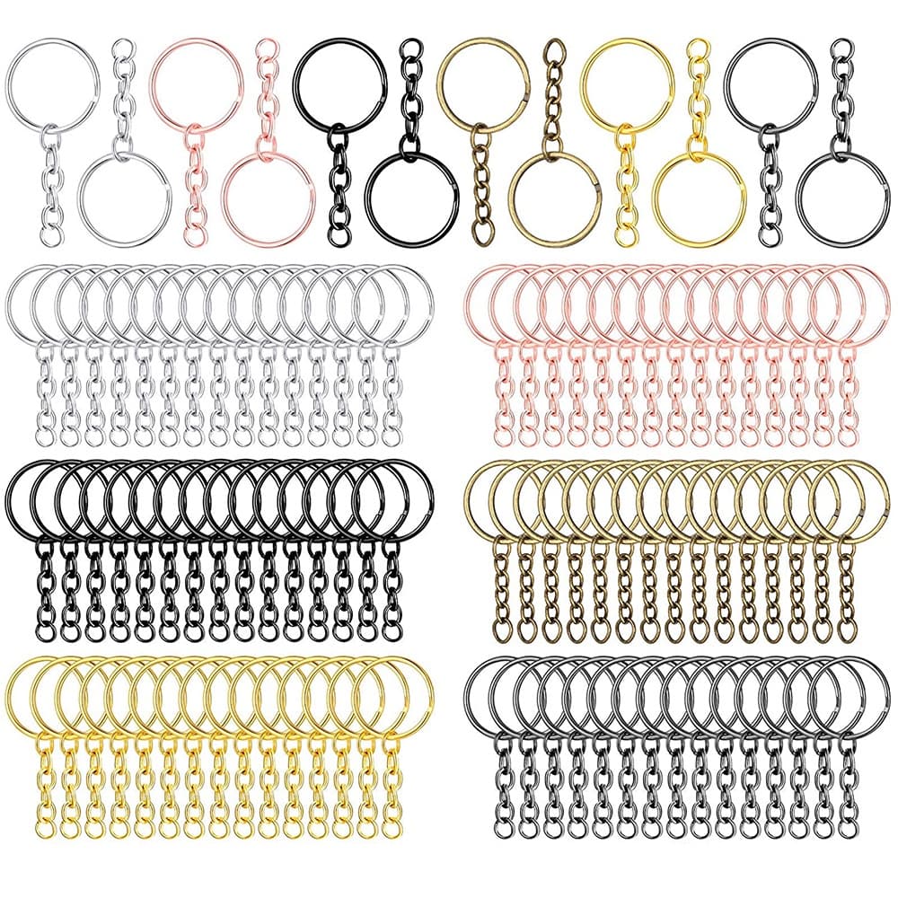 10 Pcs/Lote Chaveiro Chapeamento 25/30mm Rodada Dividir 6 Cores Acessórios De Metal Para Epóxi Cristal Molde