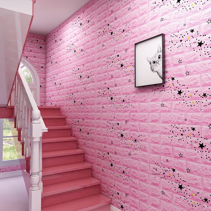 H&B Papel de parede garota infantil 3d Adesivo autoadesivo Espuma para Decoração quarto Wallpaper