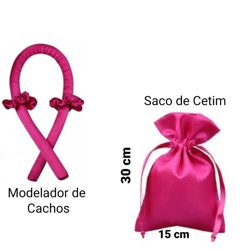 Rolo Modelador de Cachos Heatless Curls Curling Rod + Saco cetim + Scrunchies - Cachos soltos  Perfeitos