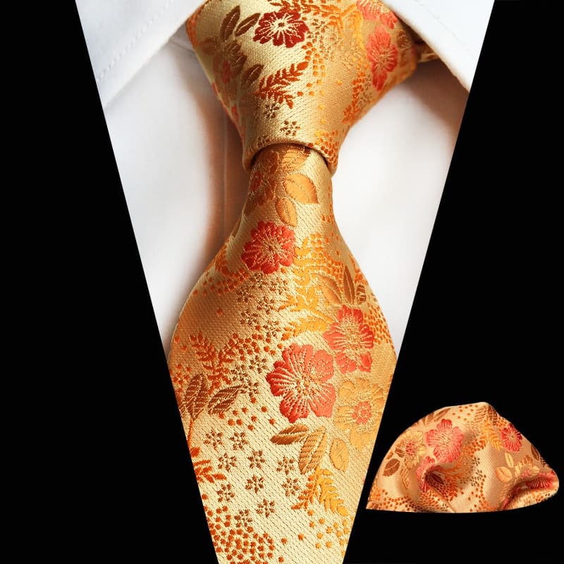 Laranja Jacquard Tecido Clássico Homens Laços Gravata Xadrez Veri @ @ Fique Amarelo Laços De Seda Lenço Do Casamento