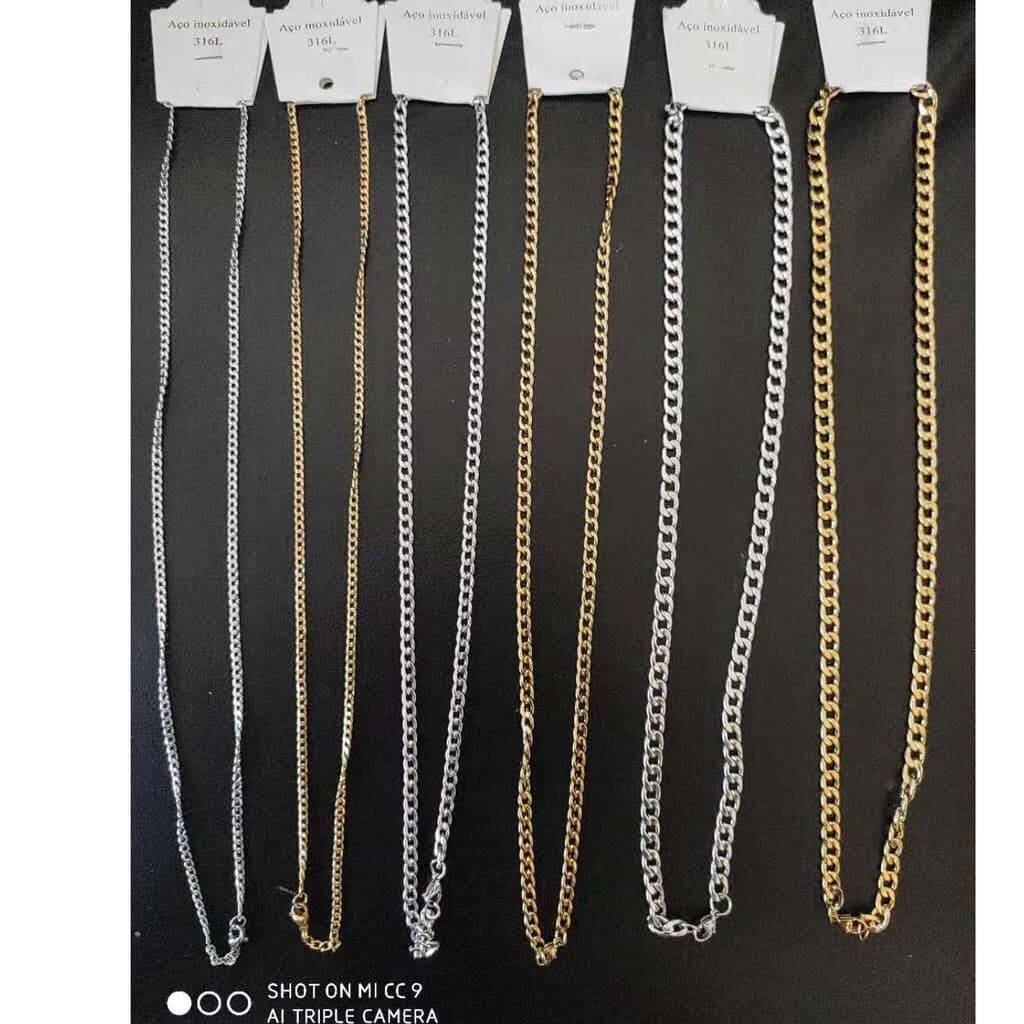 Corrente Masculino Colar Aço Inox Prata Prateado