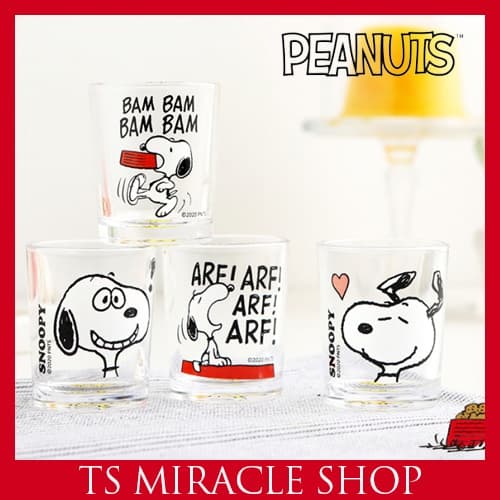 Conjunto De Mini Copo Soju De Vidro Snoopy Peanuts 4P