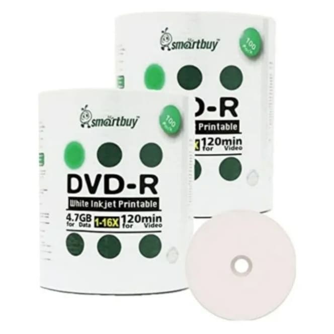 200 DVD-R PRINTABLE SMARTBUY 4.7 GB 120MINUTOS 16X ORIGINAL