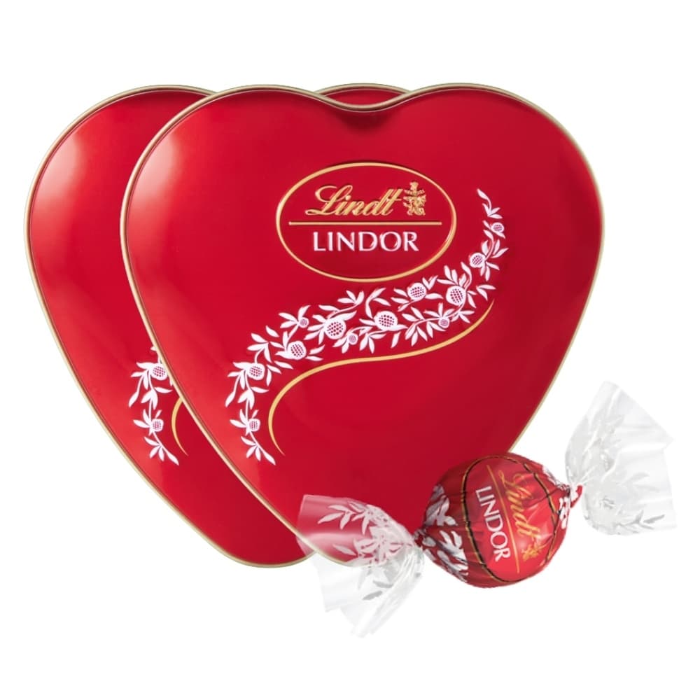 Bombom de Chocolate Suico Lindt Lindor, 2 Latas Coracao 50g