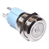 Botão Tic Tac Liga/Desliga Inox 16mm Led Branco