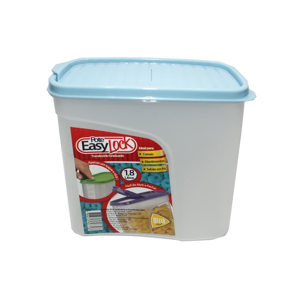 Pote de plástico 1,8 L para armazenamento de alimento material de limpeza