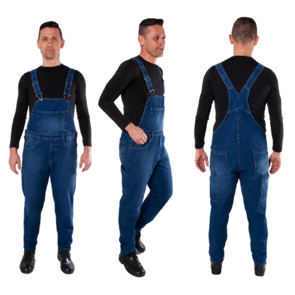 Jardineira Jeans Masculino Work Com Presilha Para Fixação de Cinto