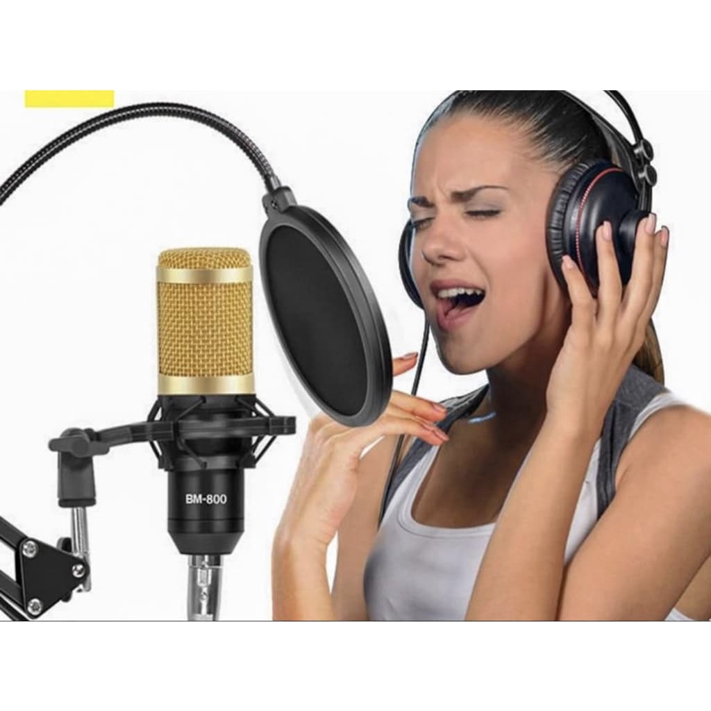 Kit Microfone Bm800 + Pop Filter + Aranha + Braço Articulado