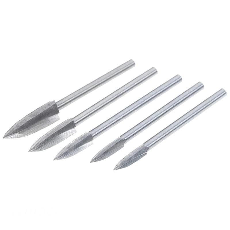 Lua 5 Pçs / Set 3mm Shank Escultura Gravura Broca Fresa Hss Ferramentas Para