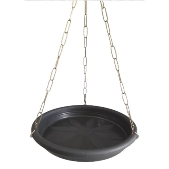 4 Pratos para xaxim,  pretos grandes 31cm c/ corrente aço grossa 60cm
