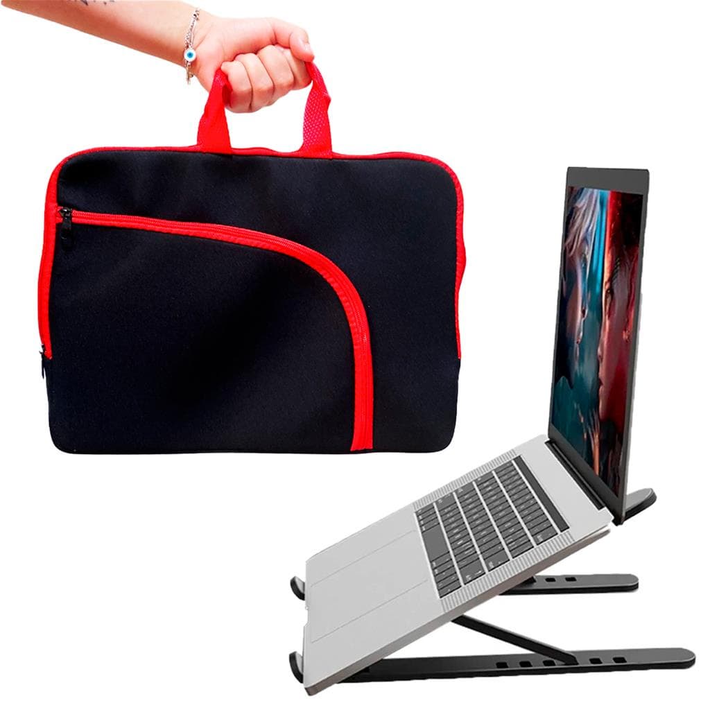 Luva Case com Bolso Alca p/ Notebook/Macbook 15.6 + Suporte Base de Mesa