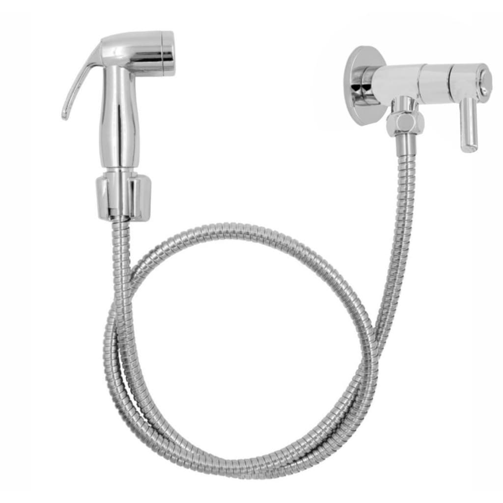 kit Ducha Higiênica ABS Completa Cromada Registro C72 1/4  De Volta