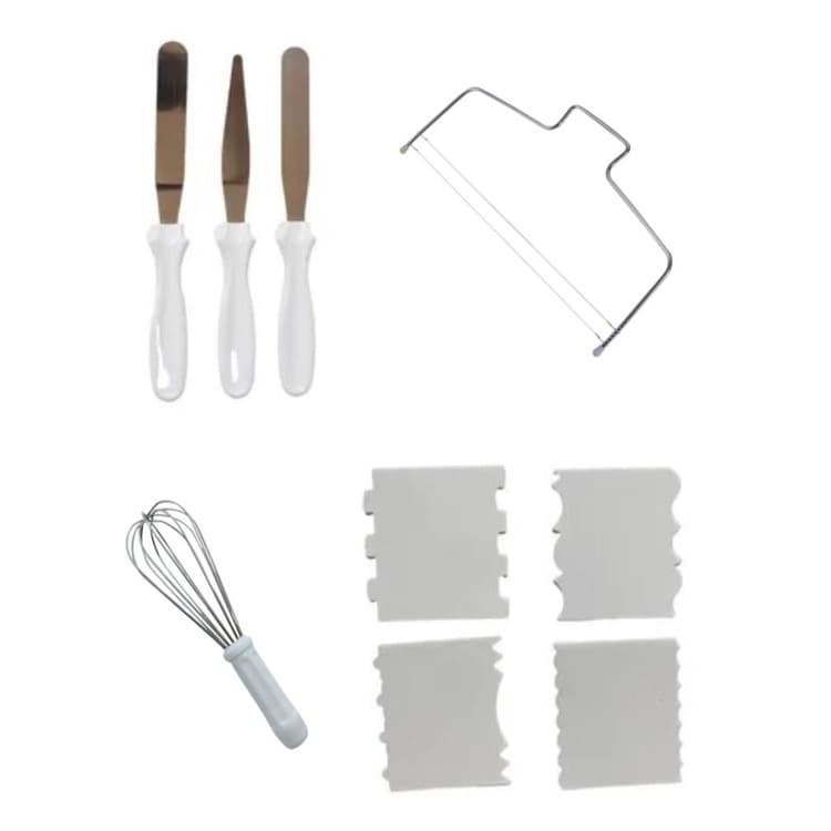 Kit Confeitaria Espátulas de confeitar bolo + Fue Misturador manual +Mini Espatula decorativa Cortador nivelador de bolo
