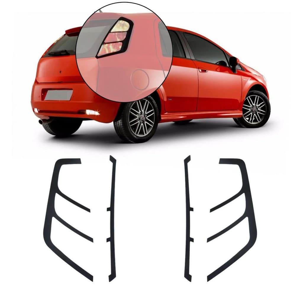 Kit Aplique Mascara Negra Lanterna Traseira Fiat Punto 2008 2009 2010 2011 2012