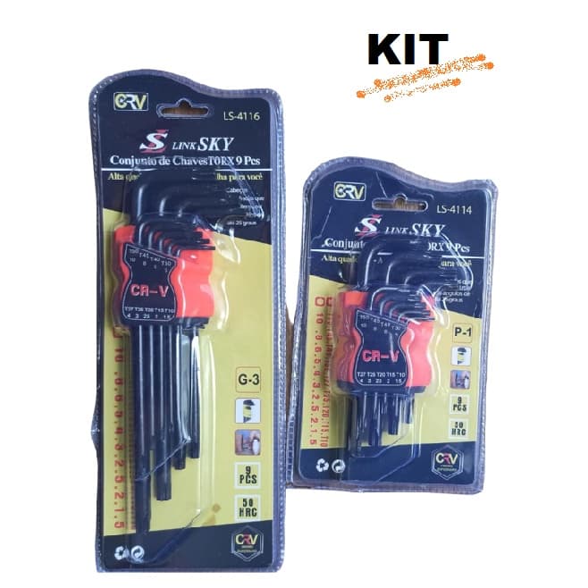 Kit Chave Torx Menor 9 Pçs + Chave Torx Maior Pçs