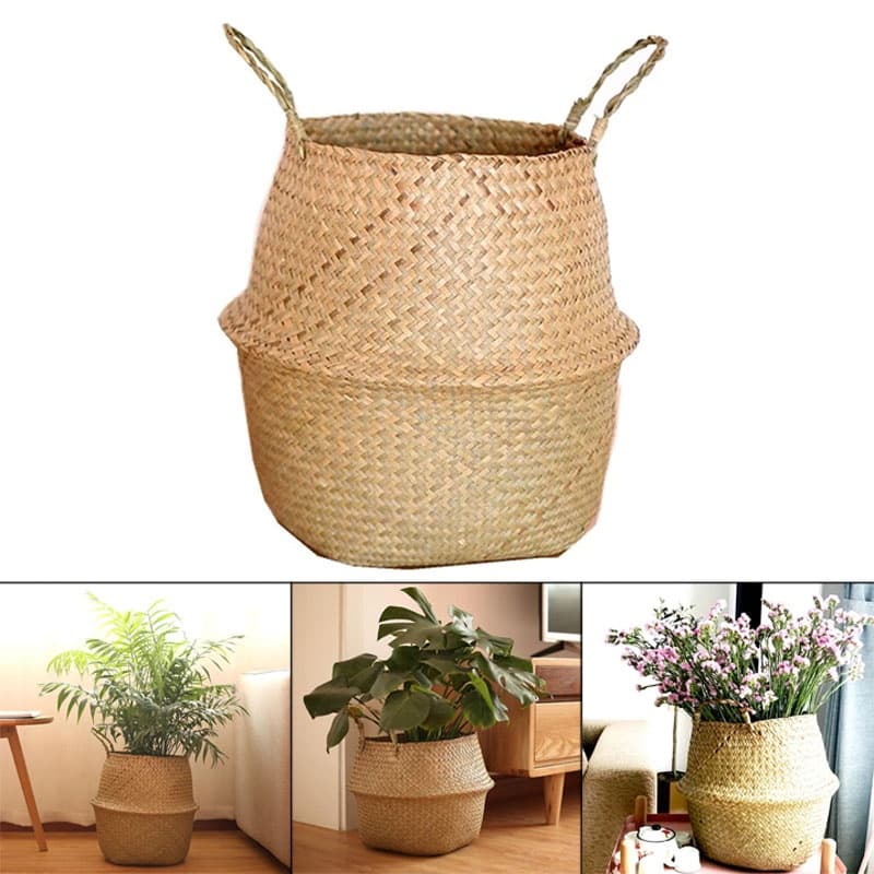Seagrass Cesta De Vime Rattan Para Armazenamento de Roupas e Vaso de Flores