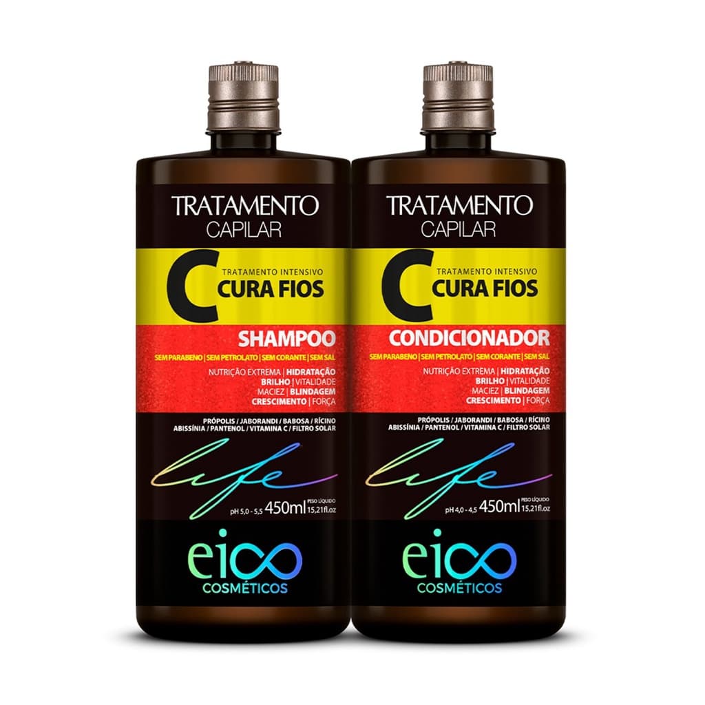 Kit Eico Tratamento Cura Fios Crescimento Força e Vitalidade  ( Shampoo 450ml + Condicionador 450ml )