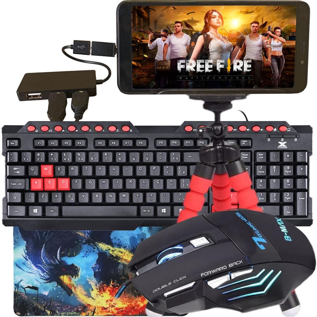 Kit Gamer Mobilador Com Suporte Tripe Para Celular Otg USB