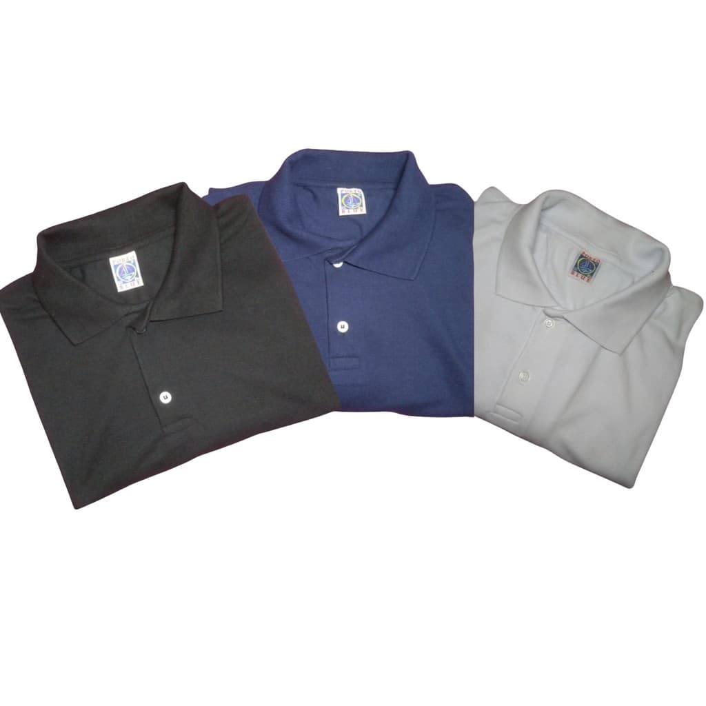 Camisa Polo kit com 3 Preta Azul Branca Uniforme Bordar  Piquet Algodão blusa gola Polo Manga Curta