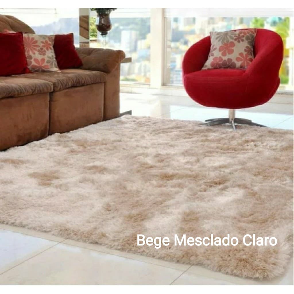 Tapete Peludo, Felpudo De Sala Luxo Macio Barato 100% poliéster