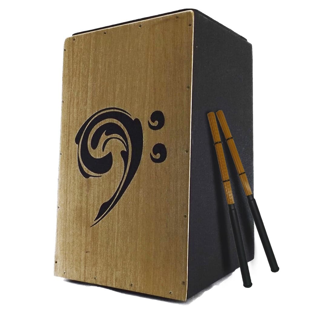 Cajon (carron) Elétrico/eletroacústico Clave de Fá Percussionline + Par de Vassourinha