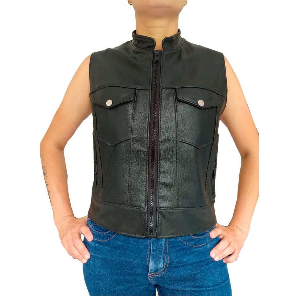 Colete Motociclista Feminino de Couro Sons Of Anarchy