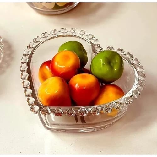 Bowl De Coração Cristal P/ Sobremesa Decoração