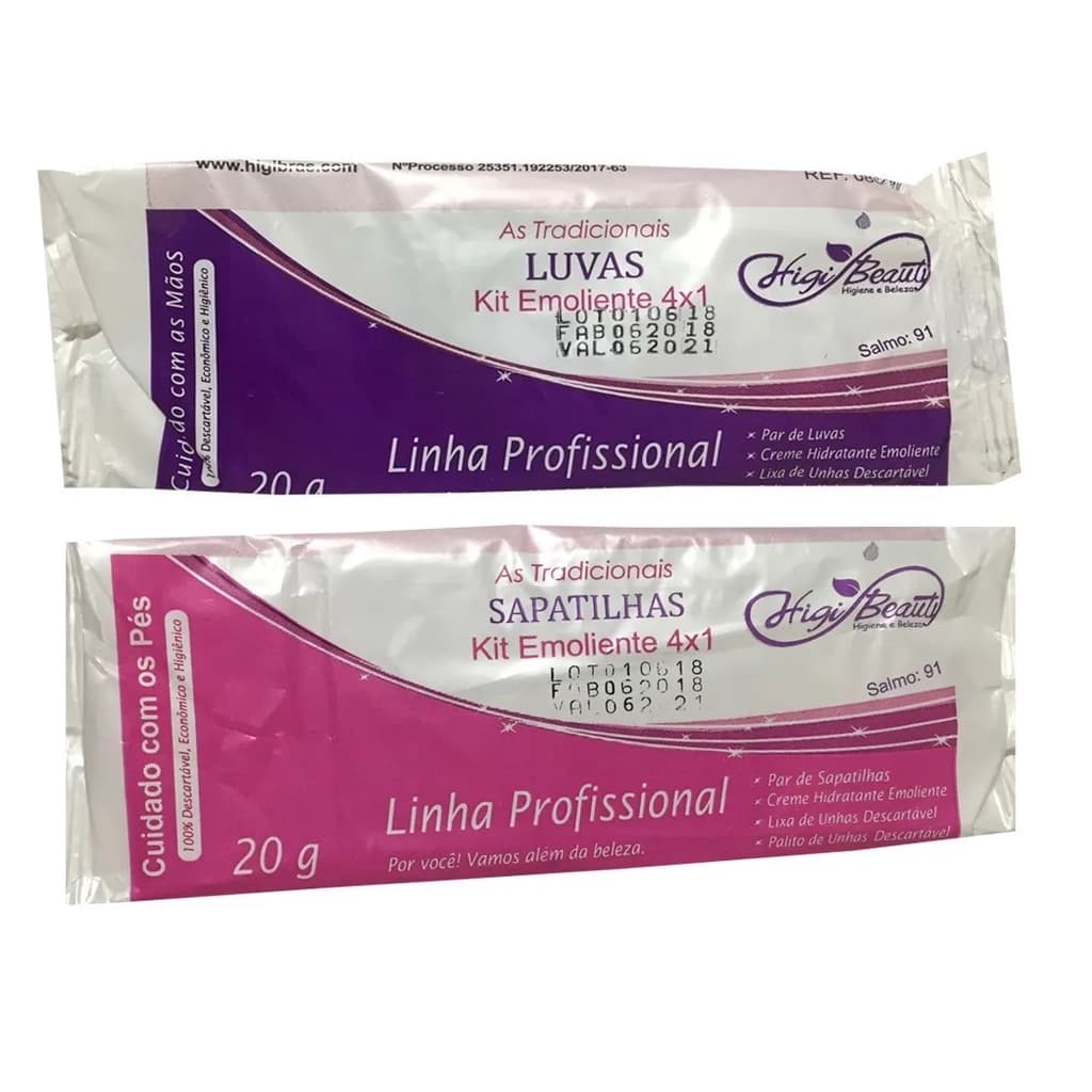 Kit Manicure e Pedicure Emoliente Luvas e Sapatilhas Creme Lixa e Palito - 5 kits