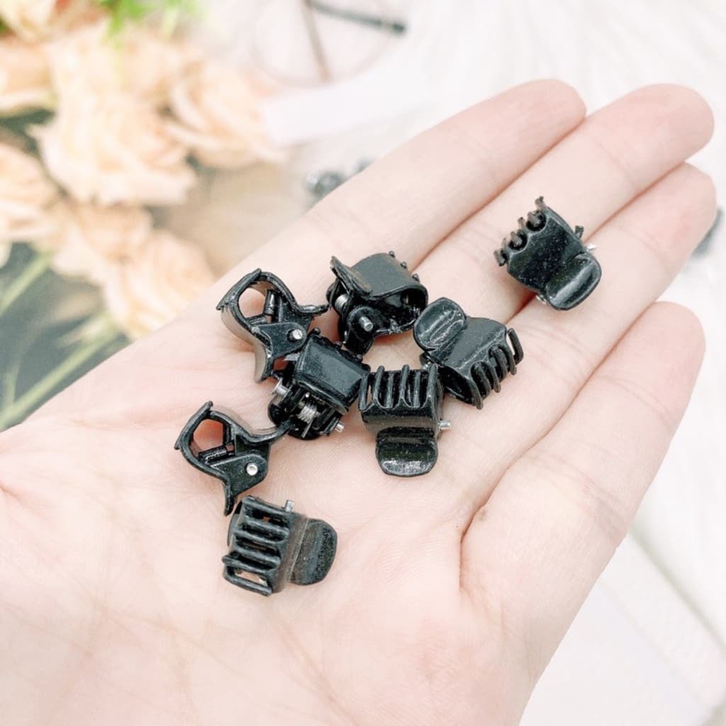 Mini Piranhas Presilhas de Cabelo Preto Infantil Adulto - 8 unidades
