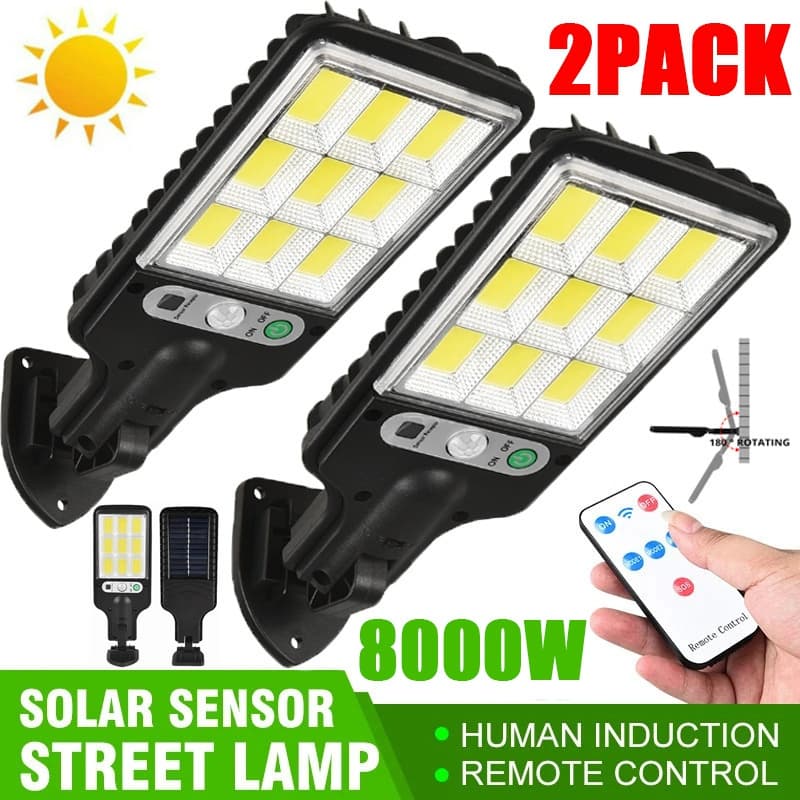 (1 Ano De Garantia)Lâmpada Solar LED solar 8000W com controle remoto PIR sensor de movimento regulável ao ar livre luz