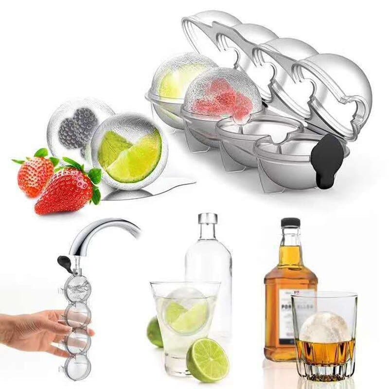 Forma Plástica 4 Gelos Bola Esferas Grande Bar Whisky Bebida